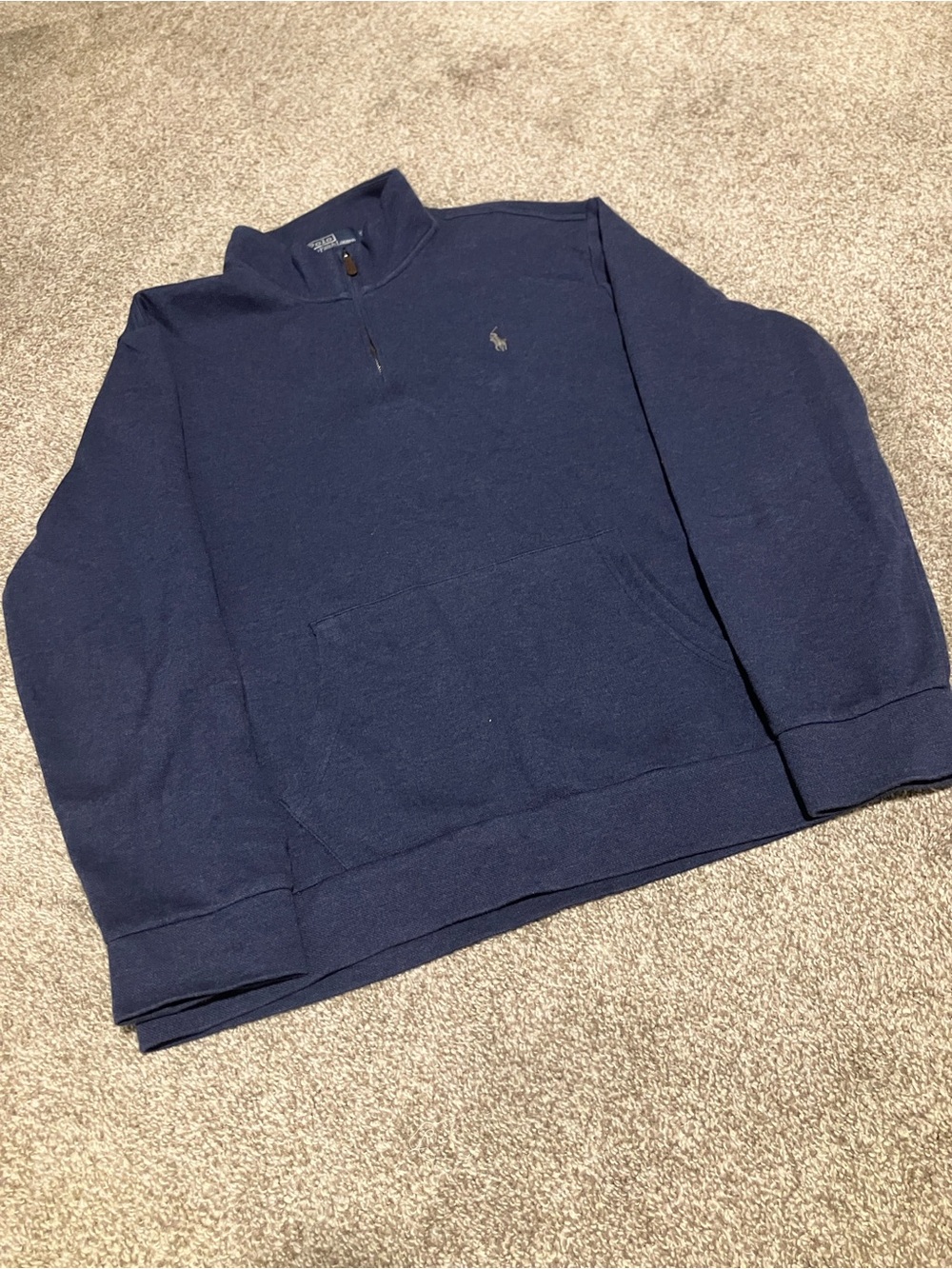 NWOT POLO RALPH LAUREN DOUBLE KNIT MESH 1/4 ZIP NAVY SWEATSHIRT PULLOVER SZ XL